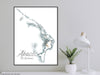 Abacos Map Wall Art Print Poster, Abaco Islands The Bahamas Caribbean Watercolor Style Maps