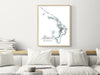 Abacos Map Wall Art Print Poster, Abaco Islands The Bahamas Caribbean Watercolor Style Maps