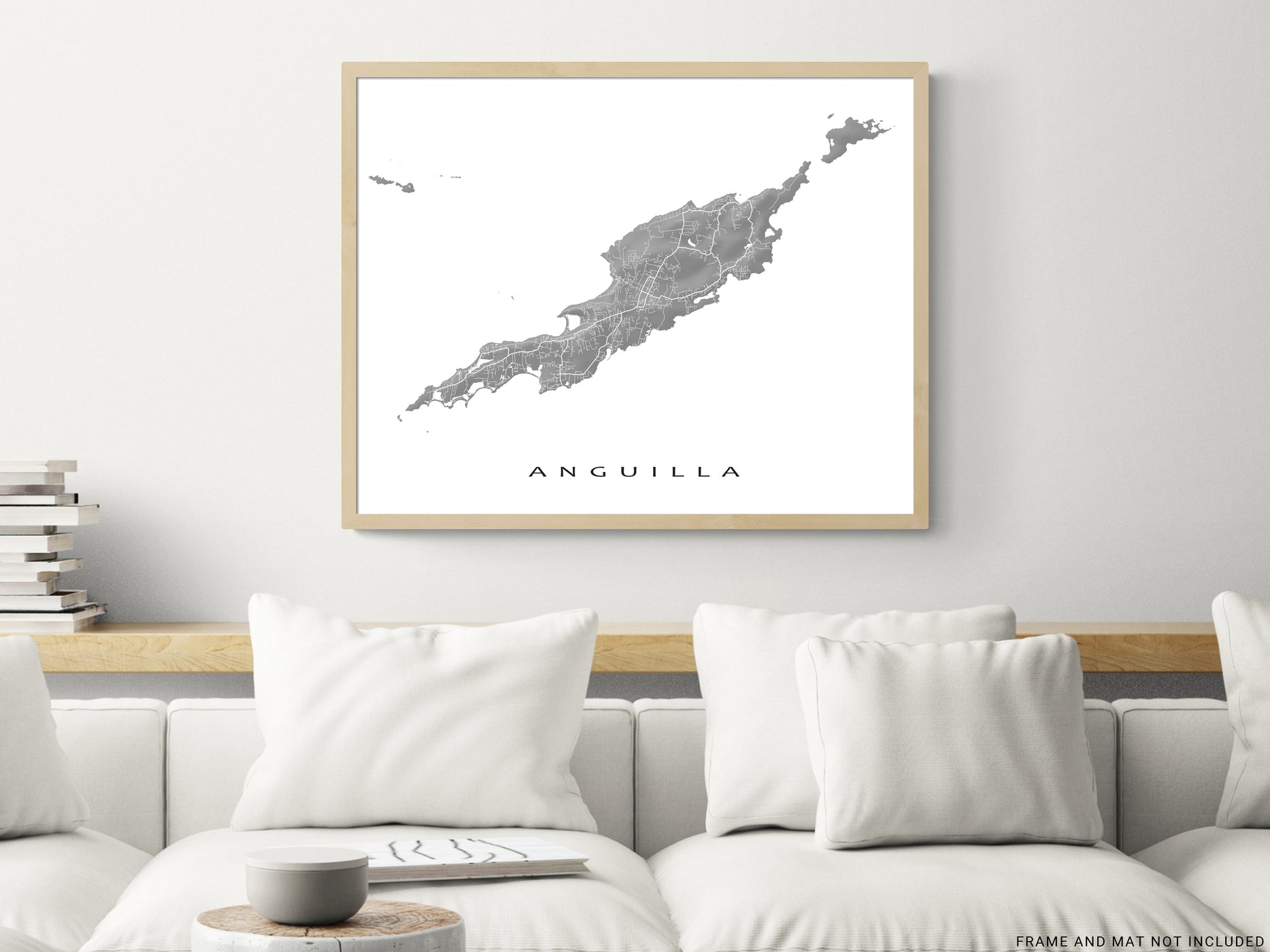 Anguilla Island Map Wall Art Print Poster Topographic Caribbean Islan   Anguillla Map Print MapsAsArt Cc Bsofa 1868x1400 