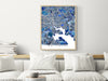 Baltimore, Maryland map art print in blue shapes designed by Maps As Art.