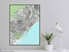 Barcelona Map Wall Art Print Poster with Buildings, Modern Spain City Road Maps