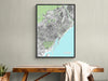 Barcelona Map Wall Art Print Poster with Buildings, Modern Spain City Road Maps