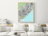 Barcelona Map Wall Art Print Poster with Buildings, Modern Spain City Road Maps