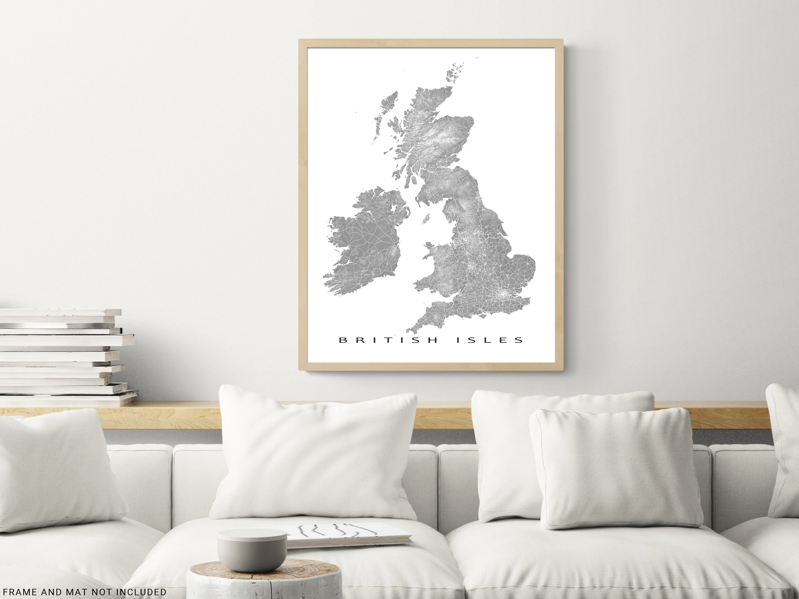 British Isles Map Wall Art Print Poster, Great Britain Road Maps, Irel ...