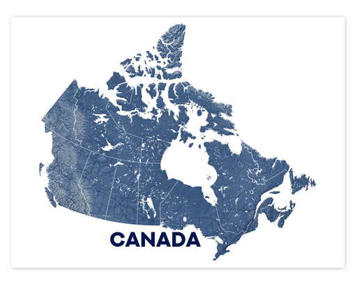 Canada map print poster with a topographic design by Maps As Art.