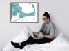 Cape Cod map print in turquoise or aqua by Maps As Art.