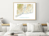 Connecticut State Wall Art Map Print Poster, Topographic Landscape Road Maps, New England