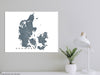 Denmark Map Wall Art Print Poster, Topographic Road Maps, Copenhagen