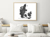 Denmark Map Wall Art Print Poster, Topographic Road Maps, Copenhagen