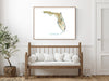 Florida State Map Print Poster, Topographic Wall Decor Landscape Art Terrain Road Maps