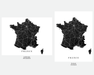 France Map Print Poster, Black and White Topographic Country Wall Art Road Maps, Paris