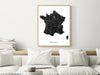 France Map Print Poster, Black and White Topographic Country Wall Art Road Maps, Paris