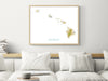 Hawaii Map Print Poster, Topographic Hawaiian Island Wall Art Maps, Maui Oahu Kauai