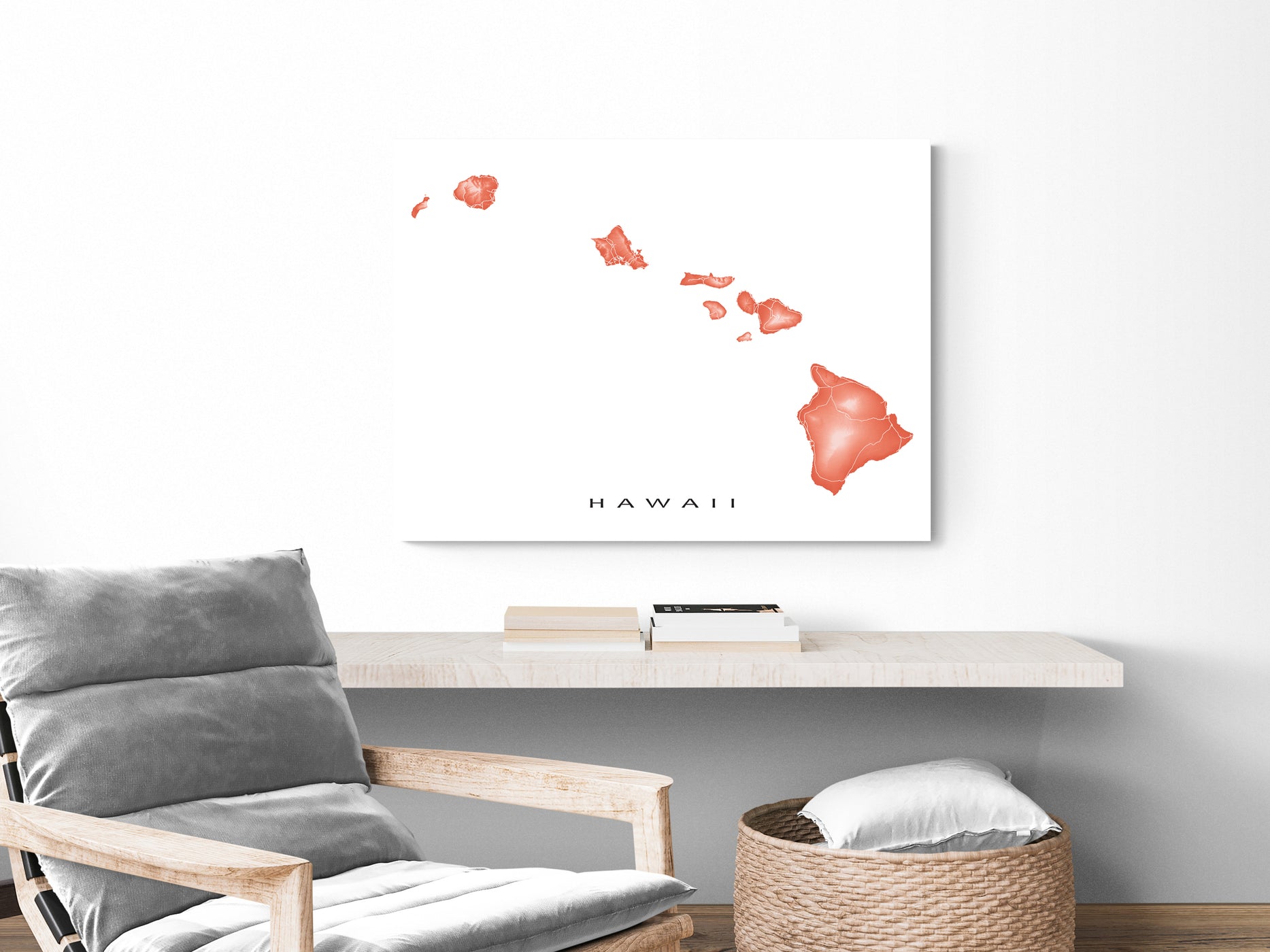 Hawaii Map Wall Art Print Poster Topographic Hawaiian Islands Road Ma   Hawaii Map Print MapsAsArt Cc Basket 1868x1400 