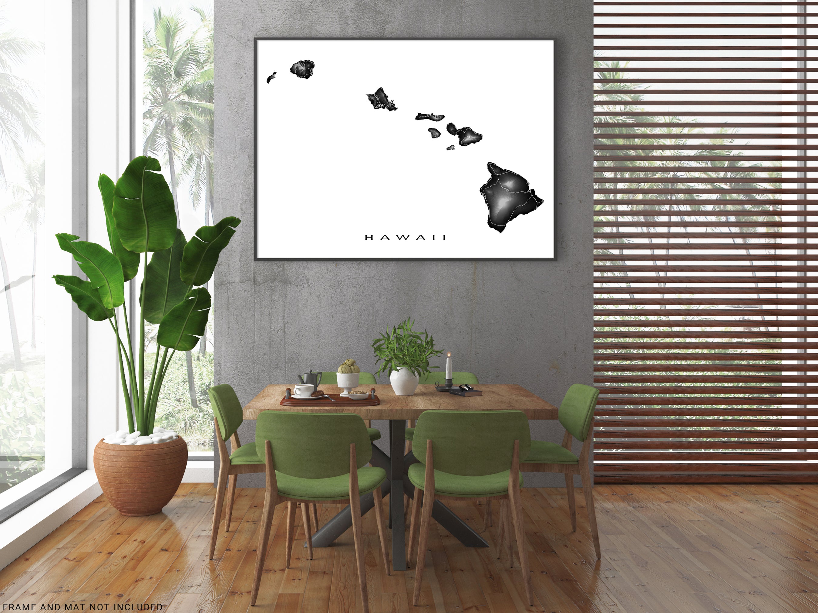 Hawaii Map Wall Art Print Poster Topographic Hawaiian Islands Road Ma   Hawaii Map Print MapsAsArt Cc Tropical 2699x2023 