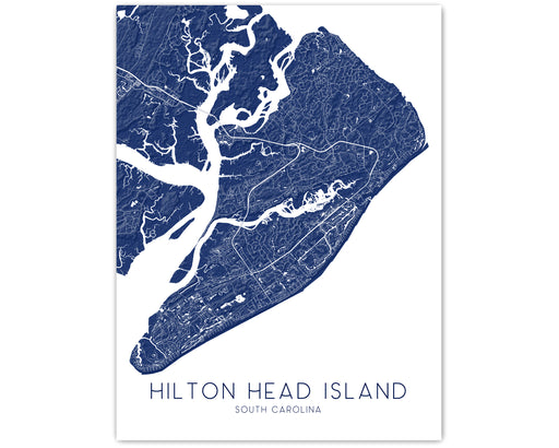 Hilton Head Island South Carolina Road Street Map Wall Art Print Poster