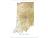 Indiana State Map Print Poster, Topographic Landscape Art Road Maps for Home Wall Decor