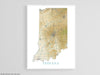 Indiana State Map Print Poster, Topographic Landscape Art Road Maps for Home Wall Decor