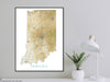 Indiana State Map Print Poster, Topographic Landscape Art Road Maps for Home Wall Decor