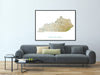 Kentucky State Map Print Poster, Topographic Landscape Art KY Road Maps for Room Wall Decor