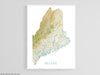 Maine State Map Print Poster, Topographic Landscape Wall Art Road Maps, New England