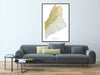 Maine State Map Print Poster, Topographic Landscape Wall Art Road Maps, New England