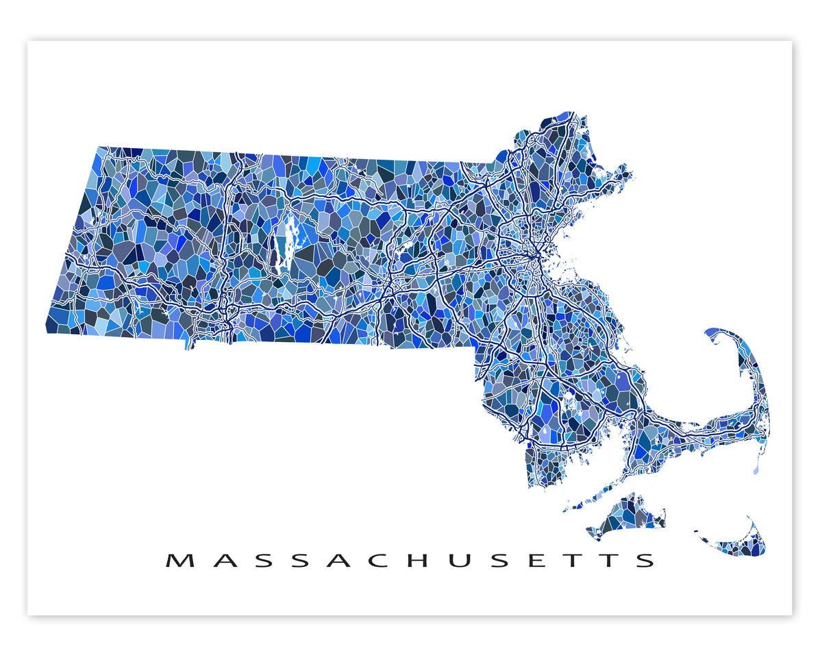 Newburyport Massachusetts, Letterpress Map Art store Print (Navy Blue)