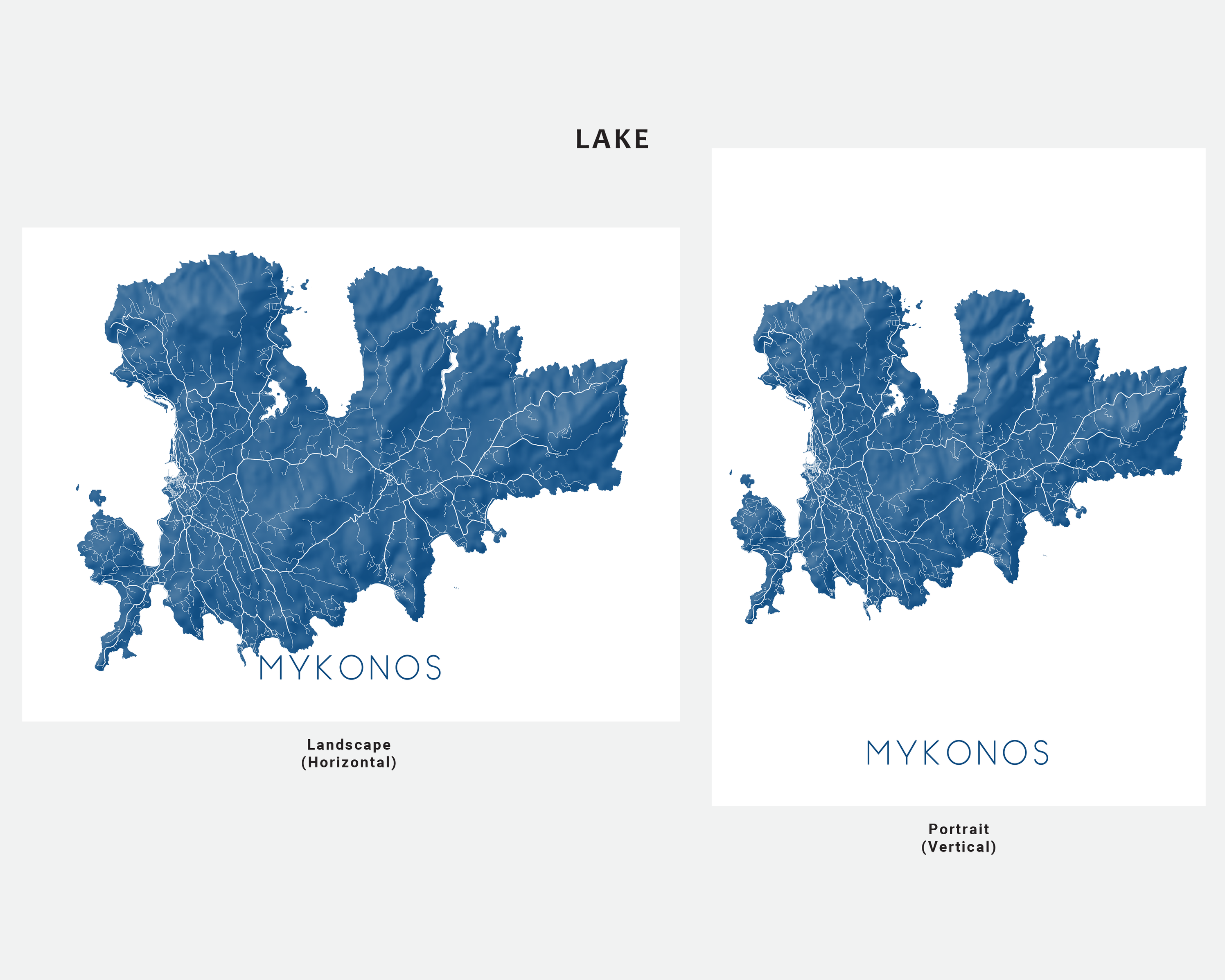 Mykonos Island Map Wall Art Print Poster, 3D Topographic Greek Island ...