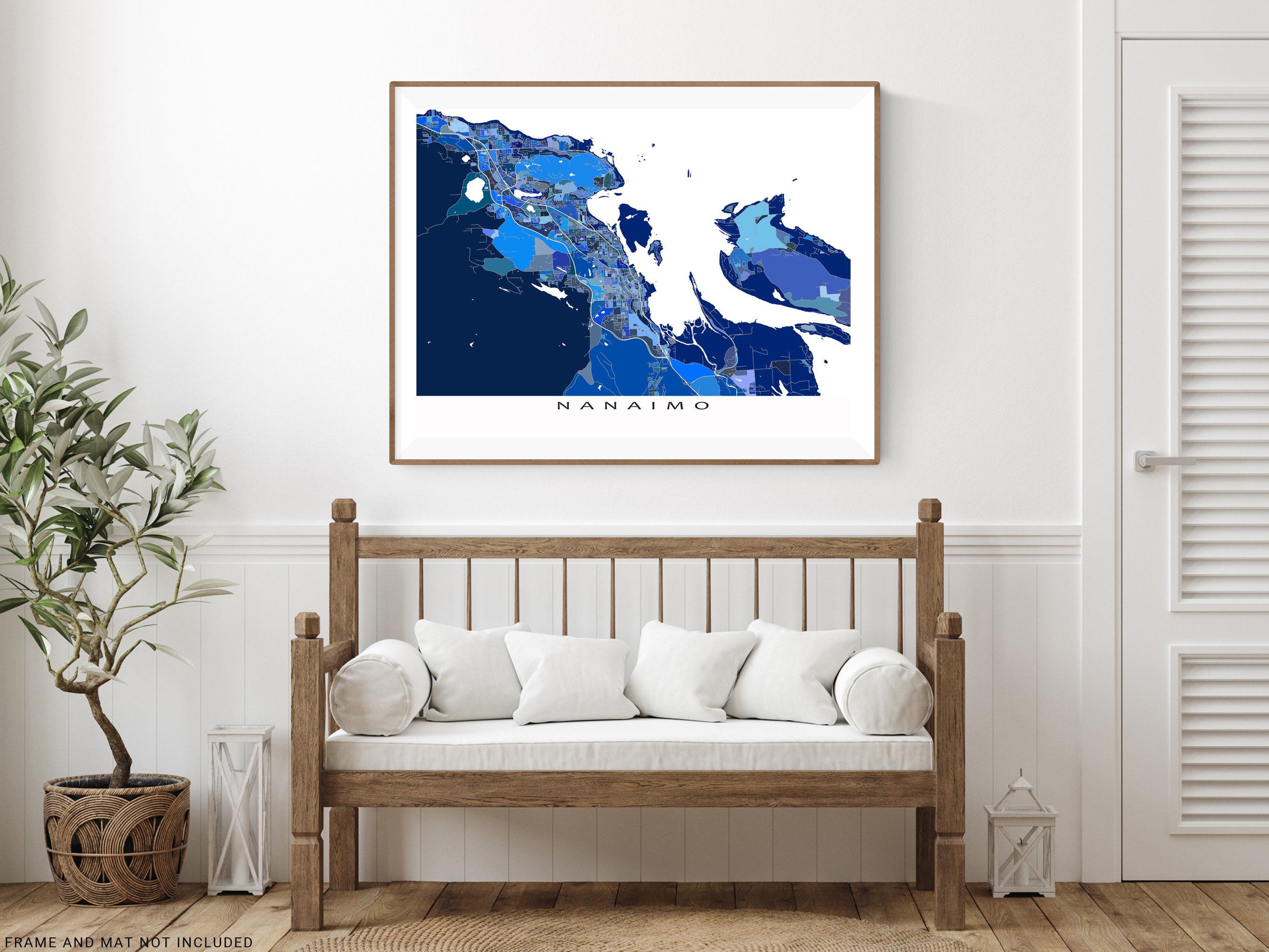 Nanaimo Map Print Poster, Blue Geometric Nanaimo BC Canada City Street ...