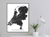 Netherlands Topographic Map Print Poster, Black and White Wall Art Holland Maps