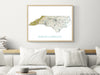 North Carolina Art Poster Print, NC Map of North Carolina State Landscape Road Maps for Wall Decor