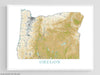 Oregon State Wall Art Map Print Poster, Topographic Landscape Road Maps for Home Decor