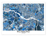 Richmond Virginia blue geometric city map print poster by Maps As Art.