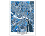 Richmond Virginia blue geometric city map print poster by Maps As Art.