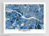 Richmond Virginia blue geometric city map print poster by Maps As Art.