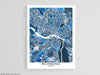 Richmond Virginia blue geometric city map print poster by Maps As Art.