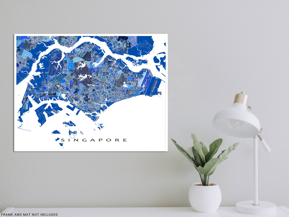 — Street Map Print, Country Art Singapore Singapore Geometric Maps Wall As Blue City
