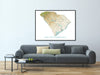 South Carolina State Map Wall Art Print Poster, Topographic Landscape SC Road Maps