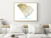 South Carolina State Map Wall Art Print Poster, Topographic Landscape SC Road Maps