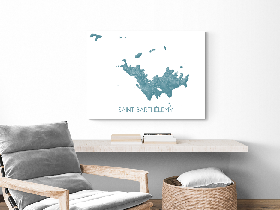 St Barts Map Wall Art Print Poster - Map of Saint Barthelemy Island Maps