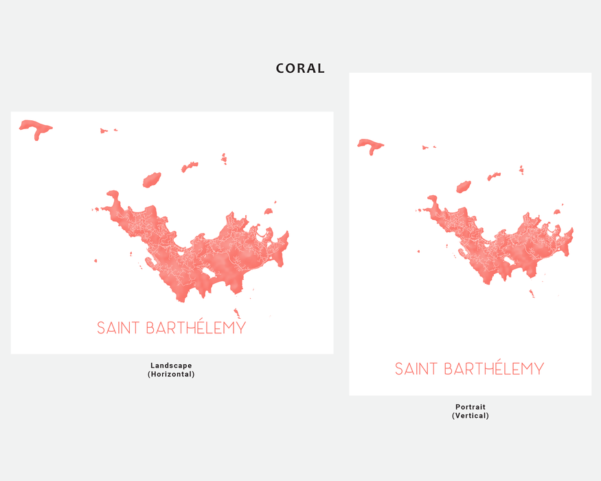 St Barts Map Wall Art Print Poster - Map of Saint Barthelemy Island Maps