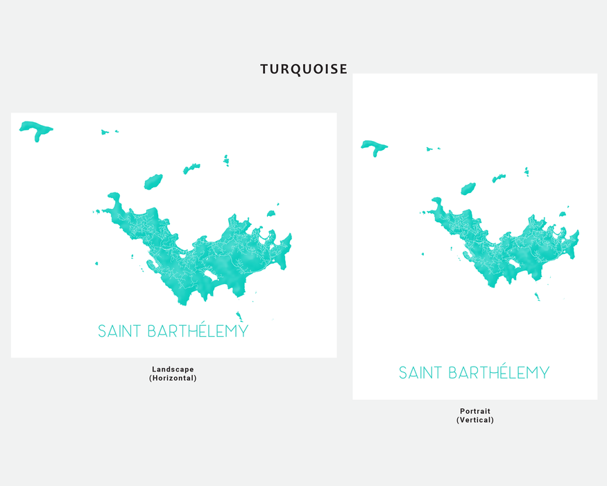 St Barts Map Wall Art Print Poster - Map of Saint Barthelemy Island Maps