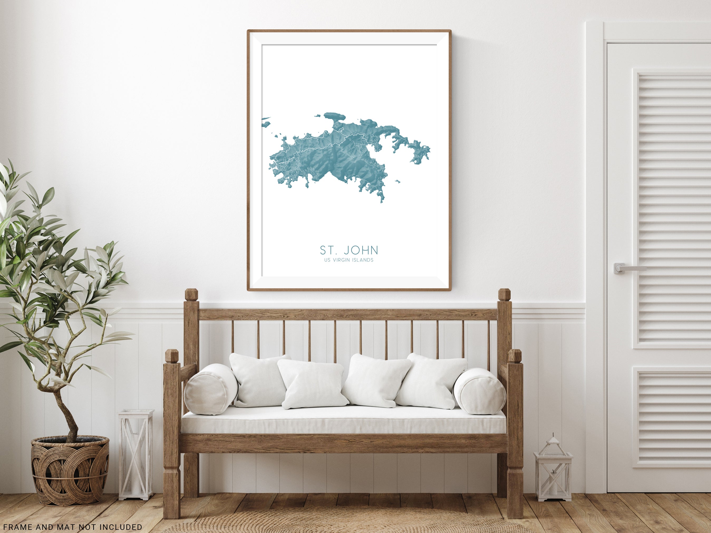 St John US Virgin Islands Map Wall Art Print Poster - Topographic USVI ...