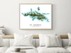 St. Thomas, US Virgin Islands map print poster with a watercolour style design, main island roads and topographic landscape features by Maps As Art.