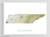 Tennessee State Map Print Poster, Topographic Landscape Art TN Road Maps for Room Wall Decor