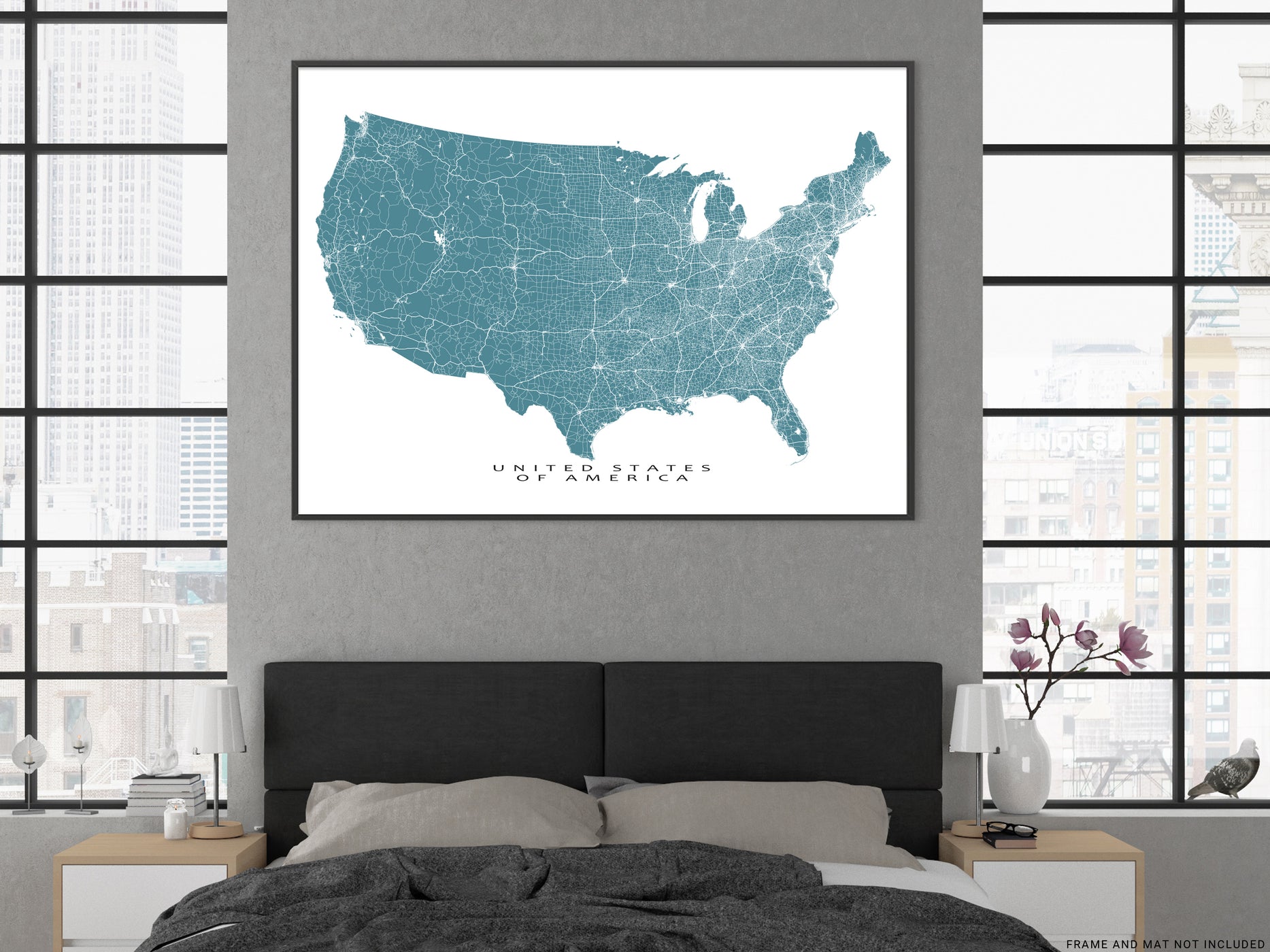 USA Road Map Print Poster, United States of America Wall Art Prints, R ...