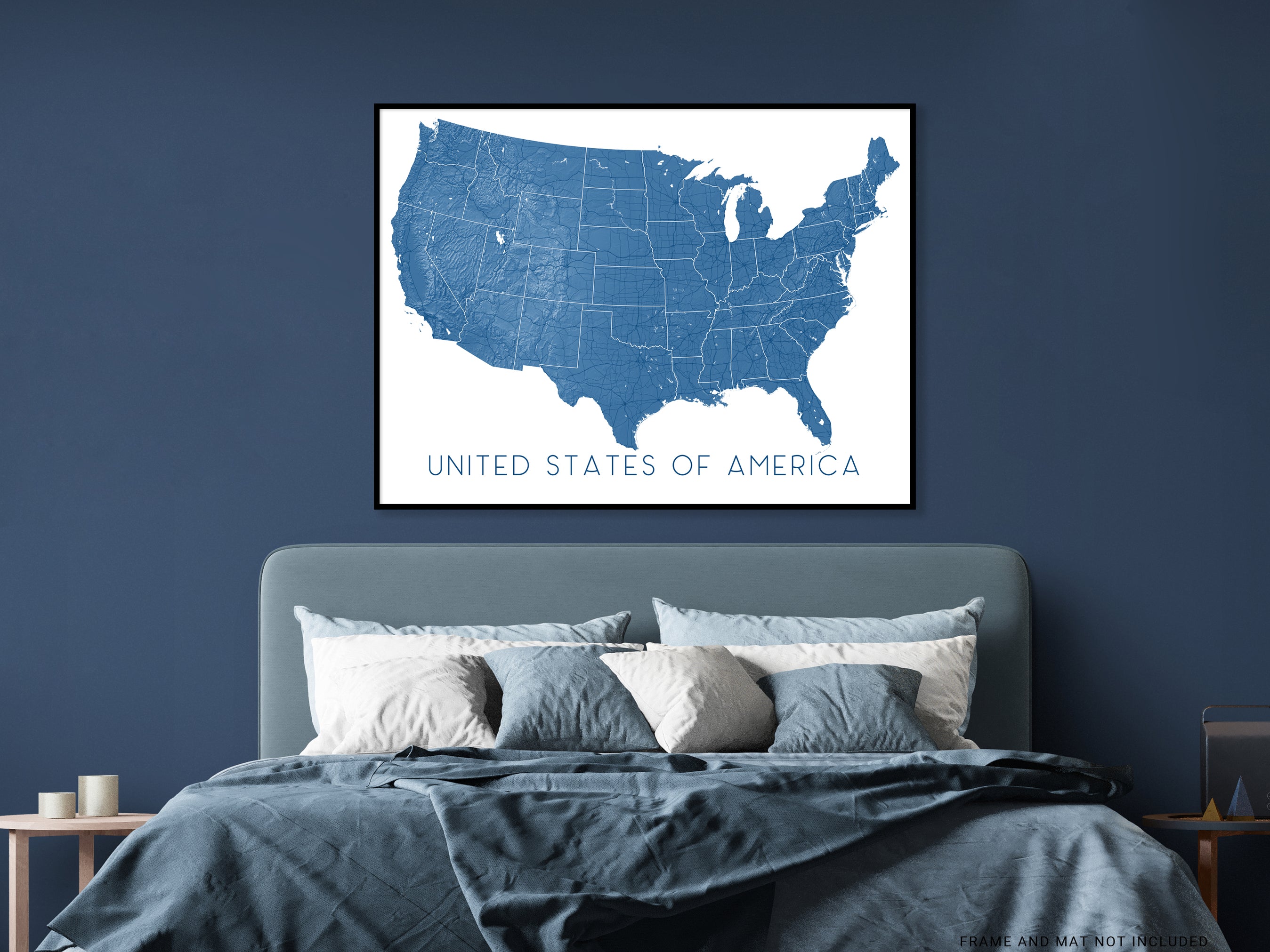 USA Map Print - Map of USA, United States of America Wall Art Poster ...