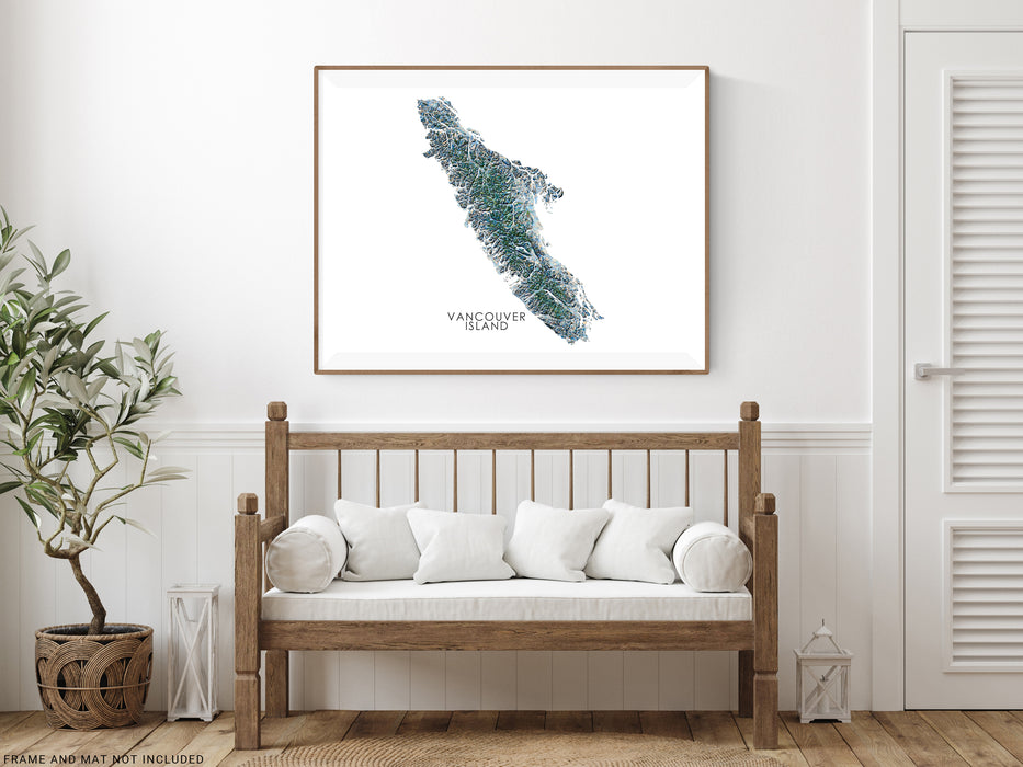 Vancouver Island BC Map Print Poster, Geometric Handmade Wall Art, Canada