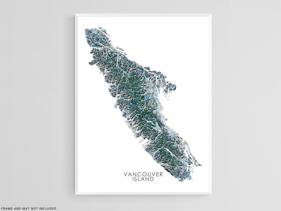 Vancouver Island BC Map Print Poster, Geometric Handmade Wall Art, Canada