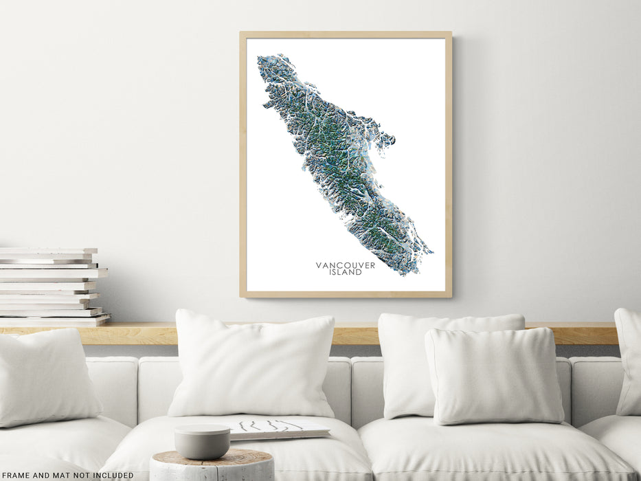 Vancouver Island BC Map Print Poster, Geometric Handmade Wall Art, Canada